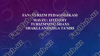 ijtimoiy turizm pedagogikasi — PPTX