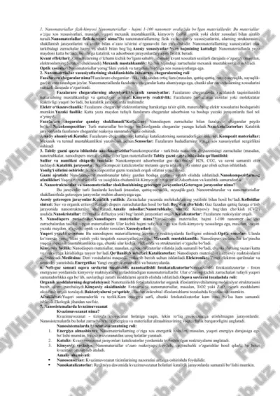 nanomateriallar fizik-kimyosi — DOCX