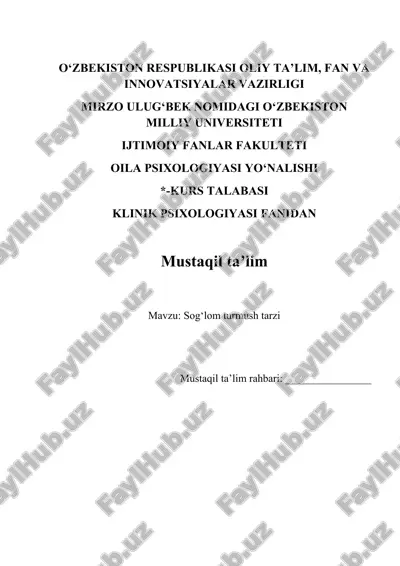 sog‘lom turmush tarzi — DOCX