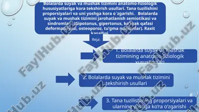 bolalar da suyak va mushaktilarining anatomo-fiziologik xususiyatlari — PPTX