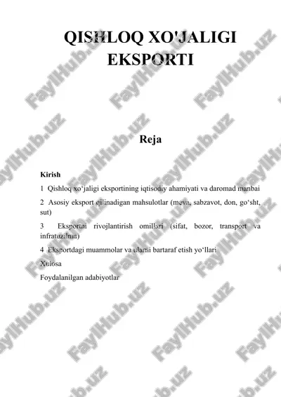 qishloq xo'jaligi eksporti — DOCX
