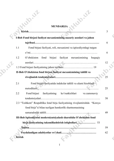 o'zbekiston qimmatli qog’ozlar bozorini tashkil etish masalalari tahlil — DOCX