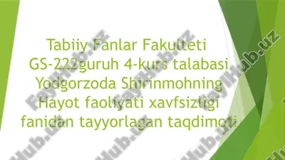 hayot faoliyati xavfsizligi — PPTX