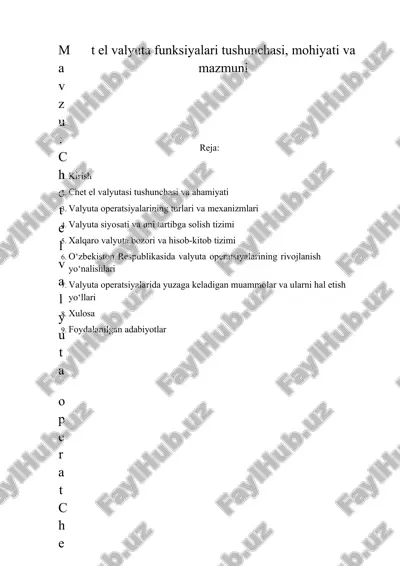 chet el valyuta operatsiyalari — DOCX