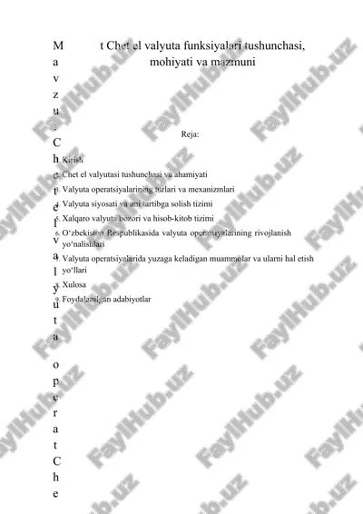 chet el valyuta operatsiyalari — DOCX