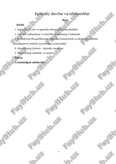 iqtisodiy davrlar va tebranishlar — DOCX
