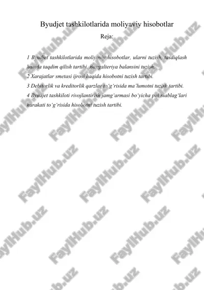 byudjet tashkilotlarida moliyaviy hisobotlar — DOCX