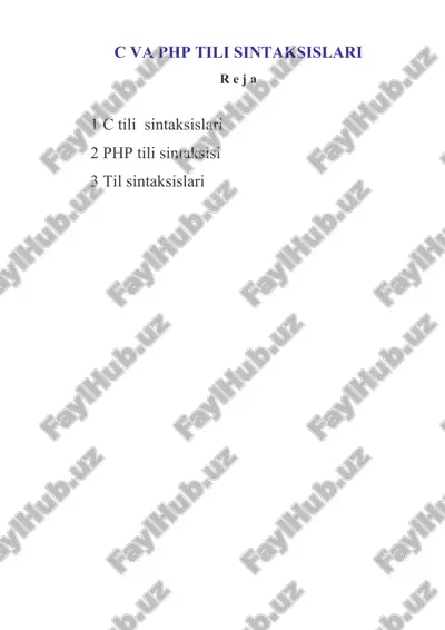 c va php tili sintaksislari — DOC