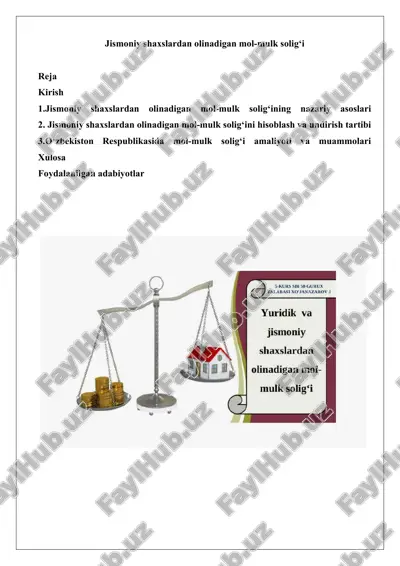jismoniy shaxslardan olinadigan mol-mulk solig‘i — DOCX