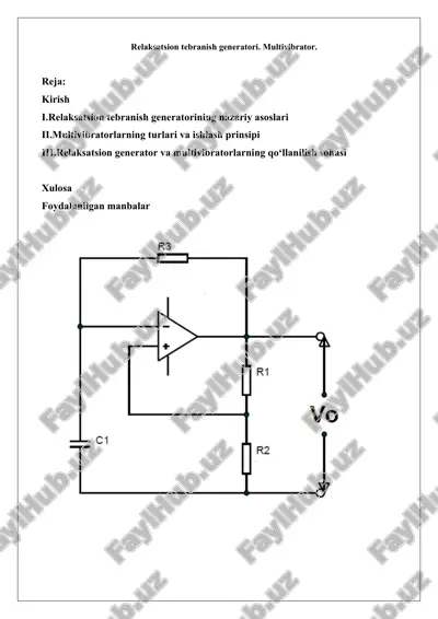 relaksatsion tebranish generatori. multivibrator — DOCX