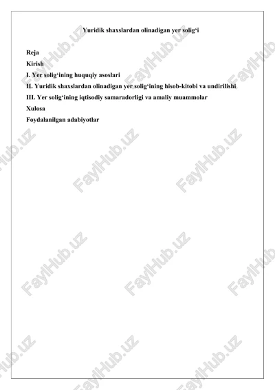 yer solig‘ining huquqiy asoslari — DOCX