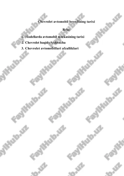 chevrolet avtomobil brendining tarixi — DOCX