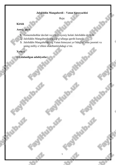 jaloliddin manguberdi – vatan himoyachisi — DOCX