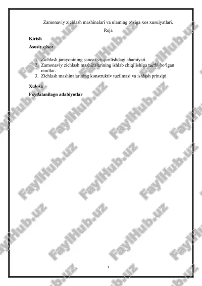 zamonaviy zichlash mashinalari va ulaming o‘ziga xos xusuiyatlari — DOCX