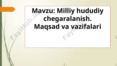 milliy hududiy chegaralanish. maqsad va vazifalari — PPTX