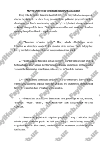 diniy soha terminlari bazasini shakllantirish — PDF