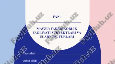 tadbirkorlik faoliyati subyektlari va ularning turlari — PPTX
