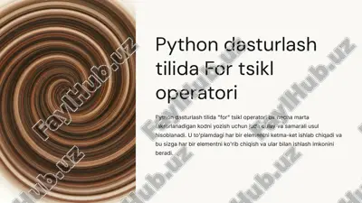 python dasturlash tilida for tsikl operatori — PPTX