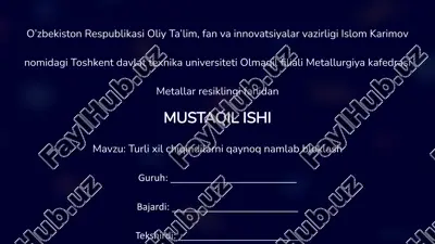 chiqindilarni qaynoq namlab bloklash — PPTX