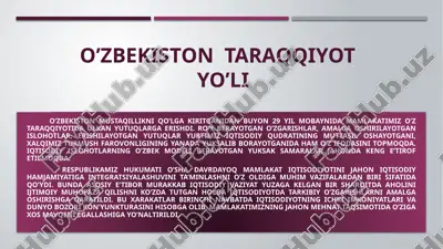 o’zbekiston taraqqiyot yo’li — PPTX