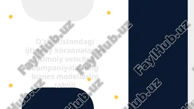 o'zbekistondagi ijtimoiy korxonalar va ijtimoiy venchur kompaniyalarning biznes modellarini tahlili — PPTX