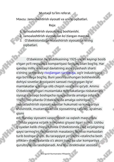mustaqil ta’lim referat — DOCX