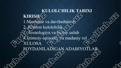 kulolchilik tarixi — PPTX