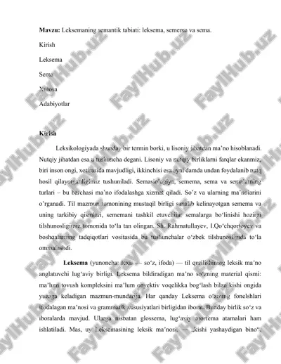 leksemaning semantik tabiati — DOCX