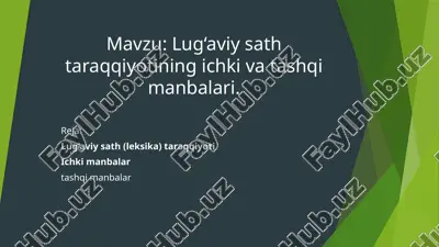 lug‘aviy sath taraqqiyotining ichkivatashqi manbalari. — PPTX
