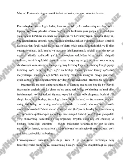 frazemalarning semantik turlari — DOCX