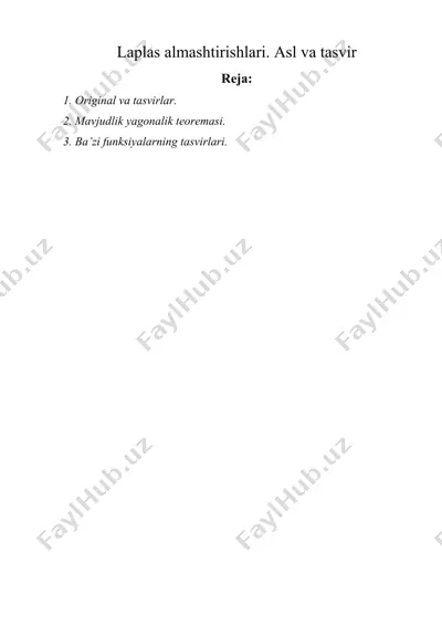 laplas almashtirishlari. asl va tasvir — DOCX