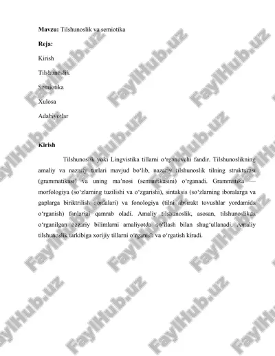 tilshunoslik va semiotika — DOCX