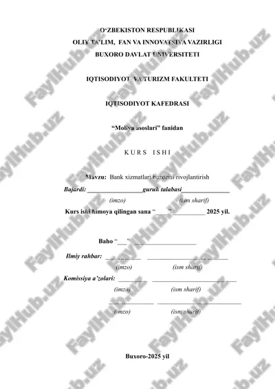 bank xizmatlari bozorini rivojlantirish — DOCX