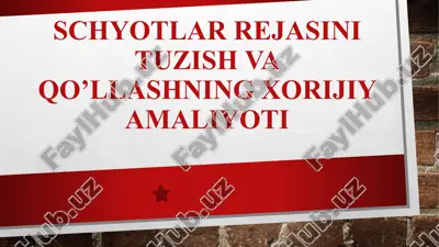 schyotlar rejasi tuzish va qo’llashning xorijiy amaliyoti — PPTX
