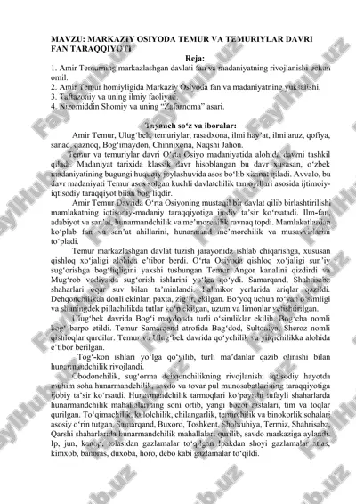 markaziy osiyoda temur va temuriylar davri fan taraqqiyoti — DOCX