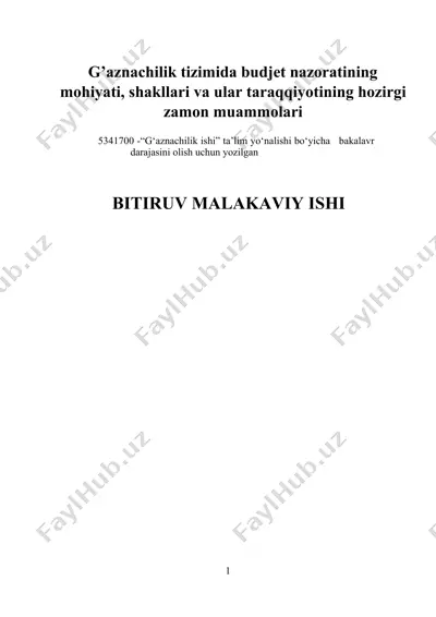 g’aznachilik tizimida budjet nazoratining mohiyati, shakllari va ular taraqqiyotining hozirgi zamon muammolari — DOCX