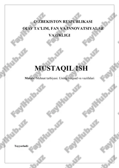 mehnat tarbiyasi — DOCX