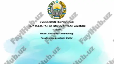 moslashuv samaradorligi kasalliklarning ekologik jihatlari — PPTX