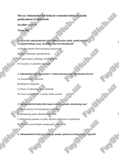 sahnalashtirish faoliyati vositasida bolalarda ijodiy qobilyatlarni rivojlantirish — DOCX