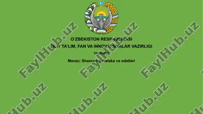 shaxsning malak va odatlari — PPTX