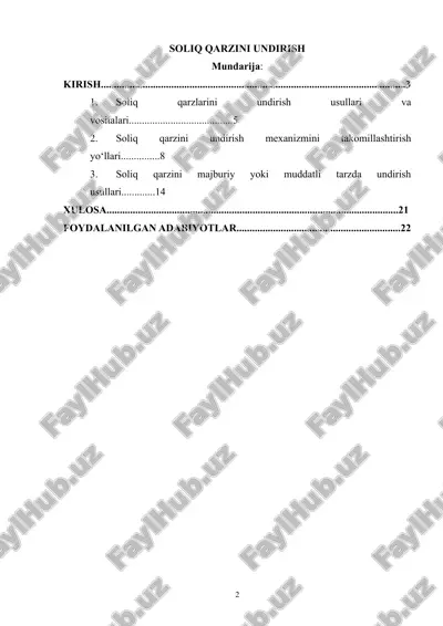 soliq qarzini undirish — DOCX