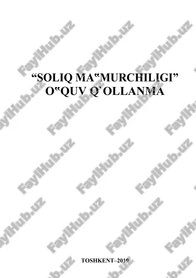 soliq ma‟murchiligi o‟quv q`ollanma — DOCX