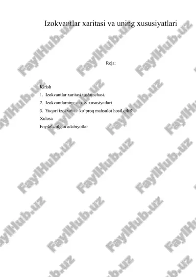 izokvantlar xaritasi va uning xususiyatlari — DOCX