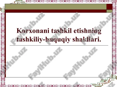 qo’shma korxonalar — PPTX
