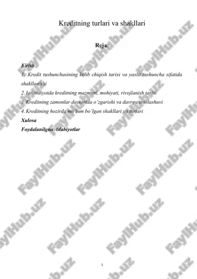 kredit turlari va shakllari — DOCX