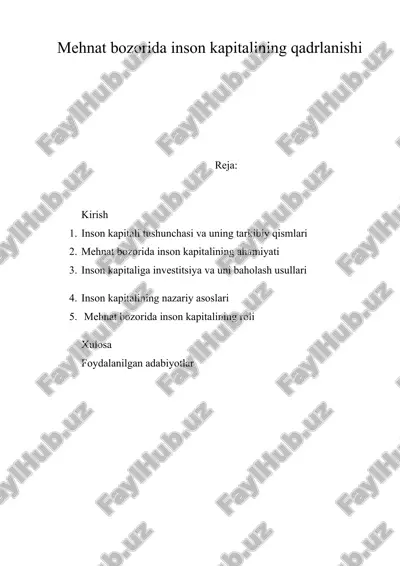 inson kapitali va uning ahamiyati — DOCX