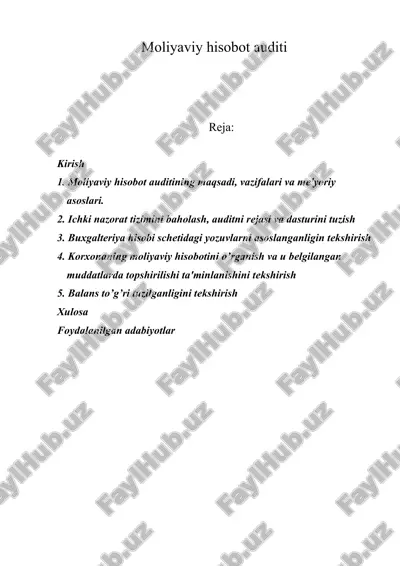 moliyaviy hisobot auditi — DOC