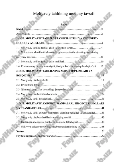 moliyaviy tahlilning umumiy tavsifi — DOC