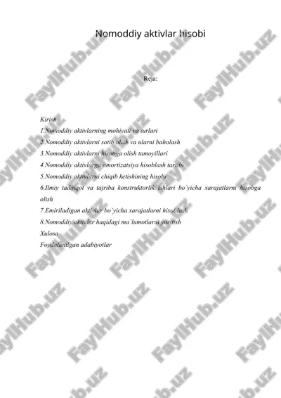 nomoddiy aktivlar hisobi — DOC