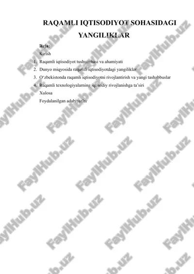 raqamli iqtisodiyot sohasidagi yangiliklar — DOCX